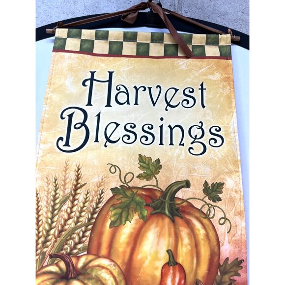 Fall Harvest Blessings Wall Hanging Banner - 32" x 15.5" - Pumpkins Corn Acorns - Picture 3 of 9